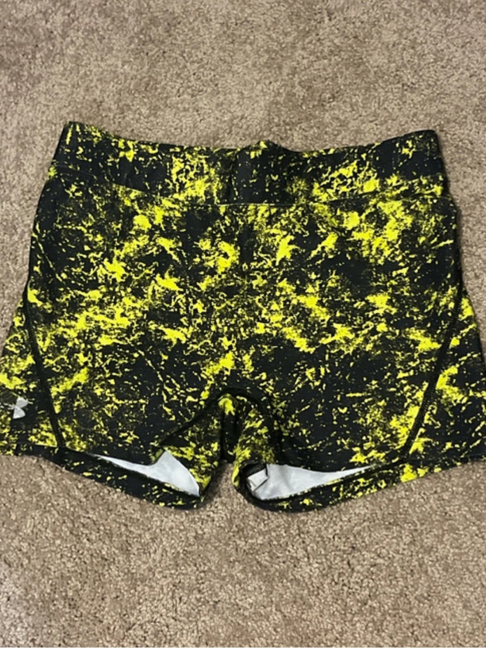 Under armour Black & Neon Yellow Splatter spandex